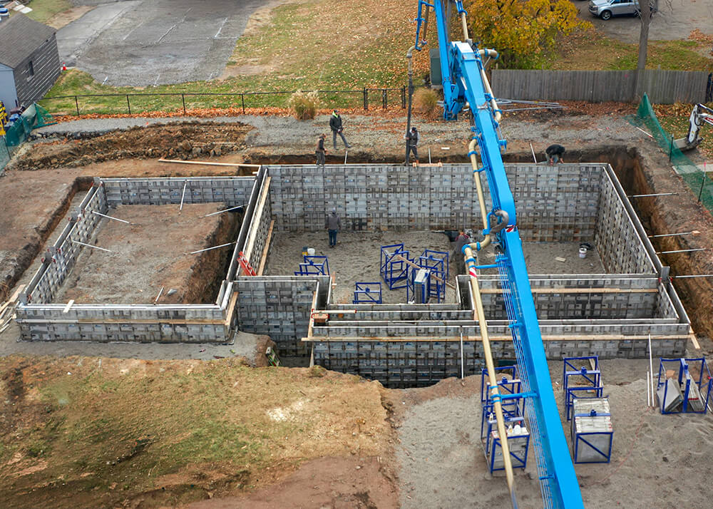 Residential concrete footings and foundation forms under construction in Ann Arbor, Michigan by Cutting Edge Construction & Excavation